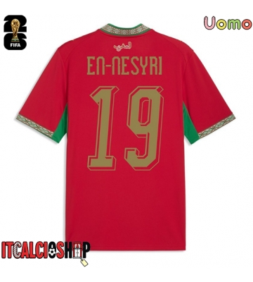 Marocco Youssef En-Nesyri #19 Prima Maglia Mondiali 2026 Manica Corta